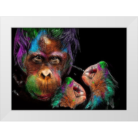 Monkey White Modern Wood Framed Art Print by Henk van Gog