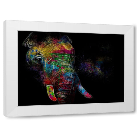 Elephant White Modern Wood Framed Art Print by Henk van Gog