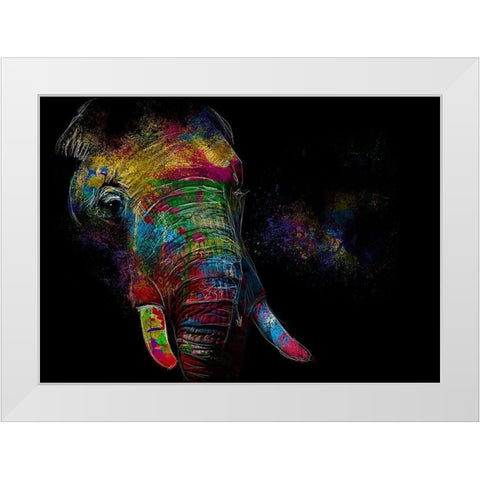 Elephant White Modern Wood Framed Art Print by Henk van Gog