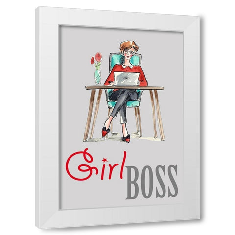 Girl Boss White Modern Wood Framed Art Print by Holzner, Renate