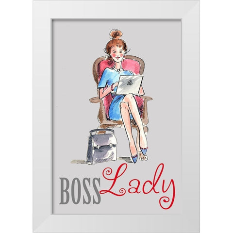 Boss Lady White Modern Wood Framed Art Print by Holzner, Renate