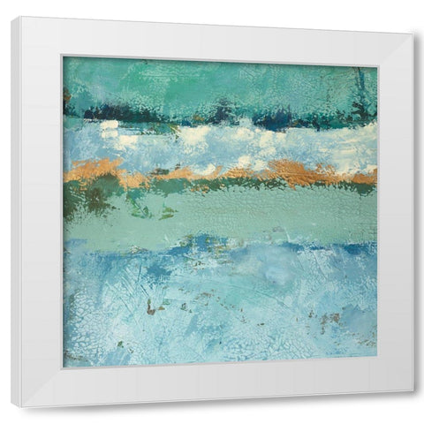 Bluegreen Harmony 1 White Modern Wood Framed Art Print by Holzner, Renate