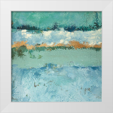 Bluegreen Harmony 1 White Modern Wood Framed Art Print by Holzner, Renate