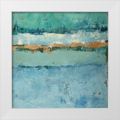 Bluegreen Harmony 2 White Modern Wood Framed Art Print by Holzner, Renate