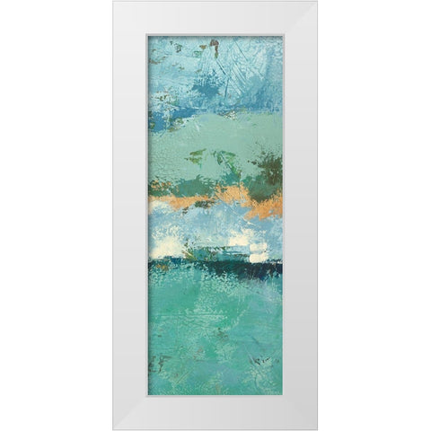 Bluegreen Harmony 4 White Modern Wood Framed Art Print by Holzner, Renate