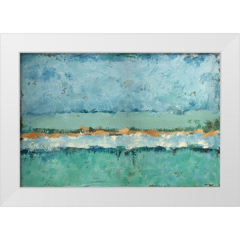 Bluegreen Harmony White Modern Wood Framed Art Print by Holzner, Renate