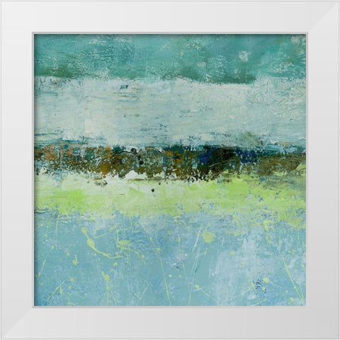Green Horizon 4 White Modern Wood Framed Art Print by Holzner, Renate