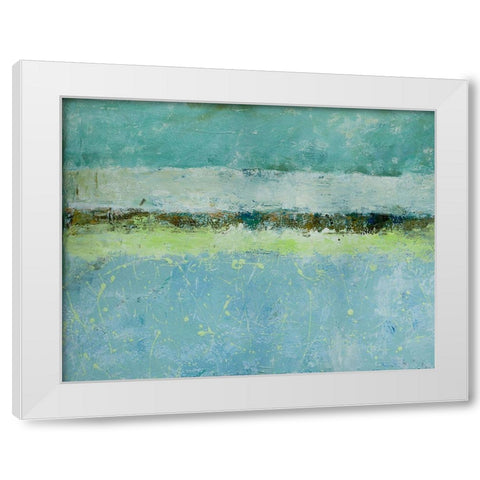 Green Horizon White Modern Wood Framed Art Print by Holzner, Renate
