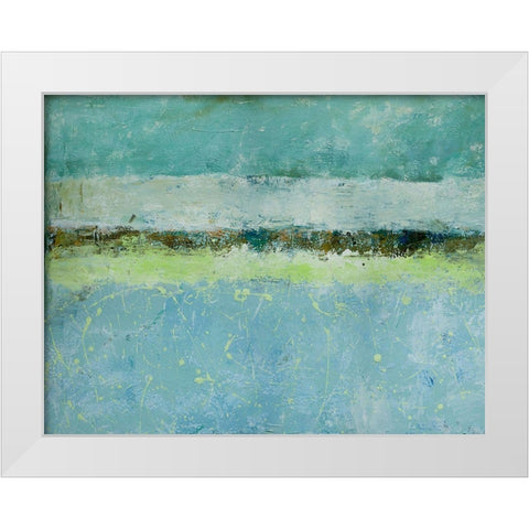 Green Horizon White Modern Wood Framed Art Print by Holzner, Renate