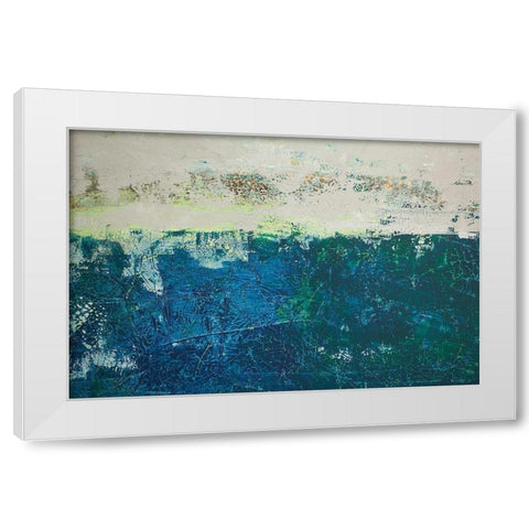 TÃ¼rkis mit Gold White Modern Wood Framed Art Print by Holzner, Renate