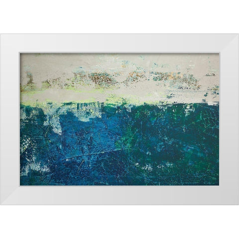 TÃ¼rkis mit Gold White Modern Wood Framed Art Print by Holzner, Renate