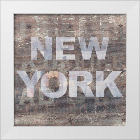 New York Collage 1 White Modern Wood Framed Art Print by Holzner, Renate