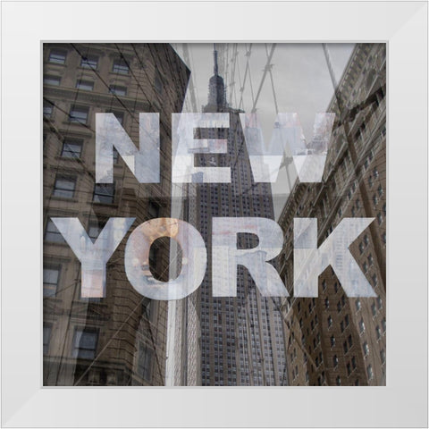 New York Collage 3 White Modern Wood Framed Art Print by Holzner, Renate