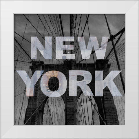 New York Collage White Modern Wood Framed Art Print by Holzner, Renate