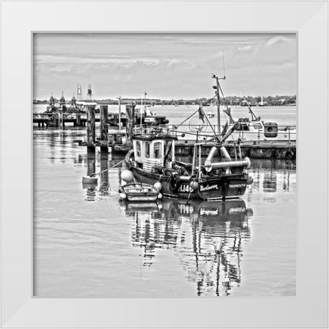 BOAT IN BLACK AND WHITE I White Modern Wood Framed Art Print by Fossey, George