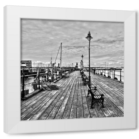 THE DOCKS White Modern Wood Framed Art Print by Fossey, George