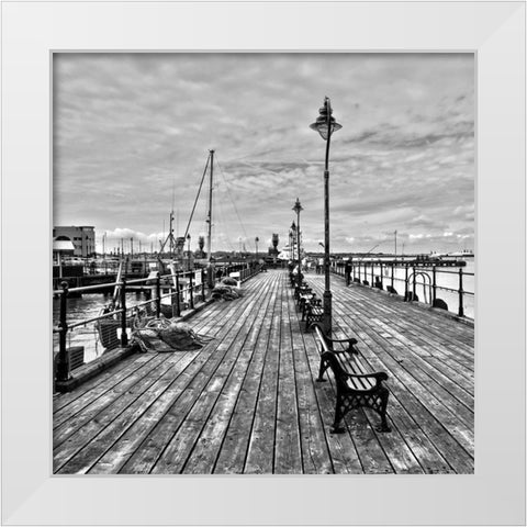 THE DOCKS White Modern Wood Framed Art Print by Fossey, George