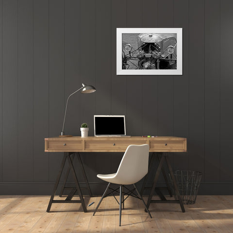 ENGINE IN BLACK AND WHITE I White Modern Wood Framed Art Print by Fossey, George