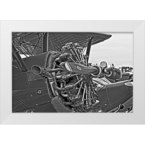 ENGINE IN BLACK AND WHITE II White Modern Wood Framed Art Print by Fossey, George