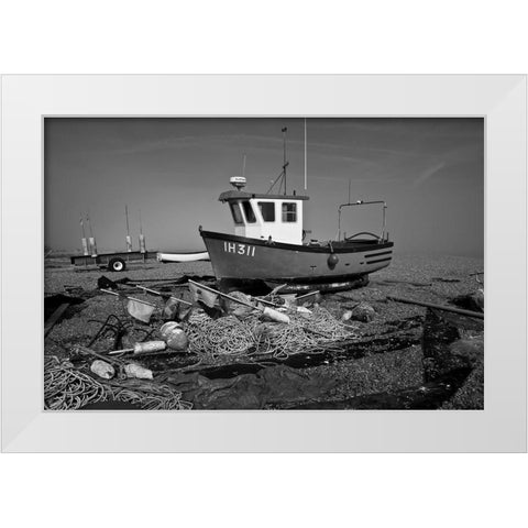 BOAT IN BLACK AND WHITE II White Modern Wood Framed Art Print by Fossey, George