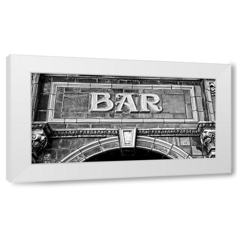 BAR IN BLACK AND WHITE White Modern Wood Framed Art Print by Fossey, George