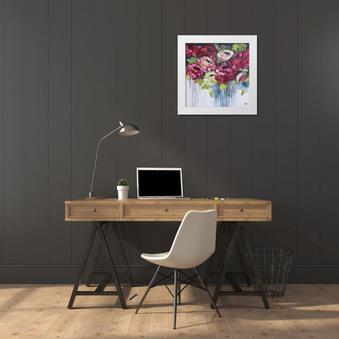 LUSH FLOWERS I White Modern Wood Framed Art Print by Lake, Kaye