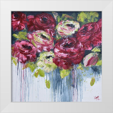 LUSH FLOWERS I White Modern Wood Framed Art Print by Lake, Kaye