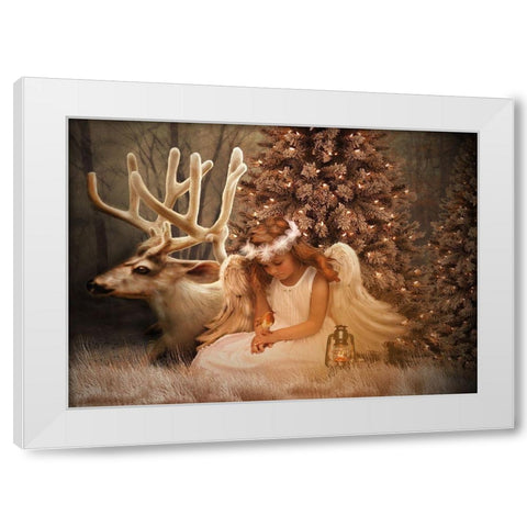 Christmas Angel White Modern Wood Framed Art Print by Babette