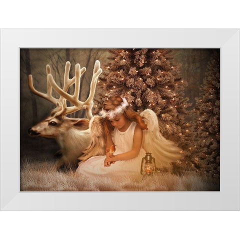 Christmas Angel White Modern Wood Framed Art Print by Babette