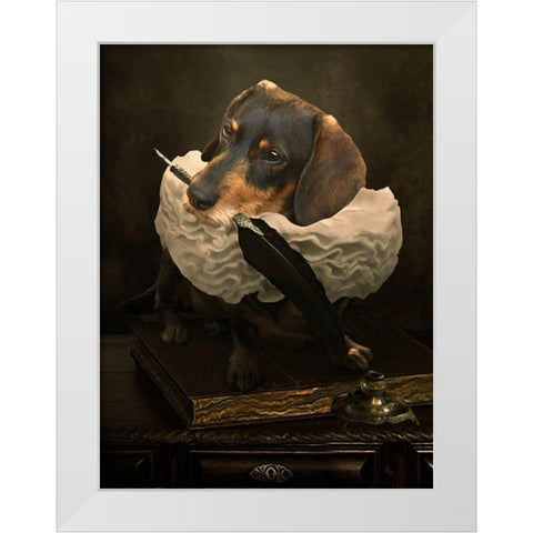 Neuf met kraag en bureau White Modern Wood Framed Art Print by Babette