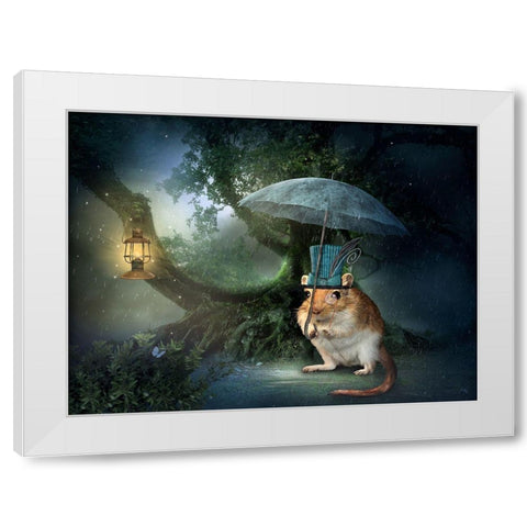 Steampunk Mouse White Modern Wood Framed Art Print by Babette