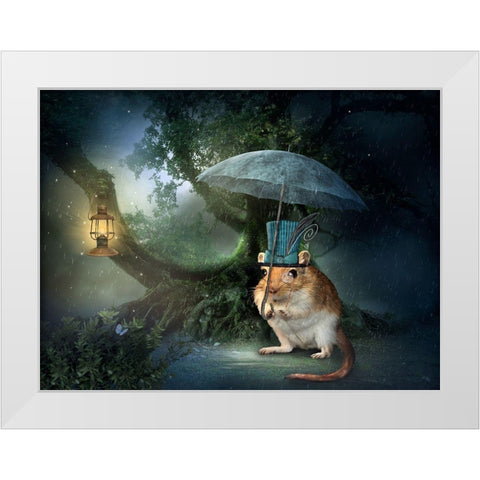 Steampunk Mouse White Modern Wood Framed Art Print by Babette