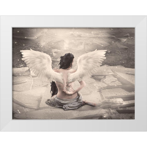 Angel Babette White Modern Wood Framed Art Print by Babette