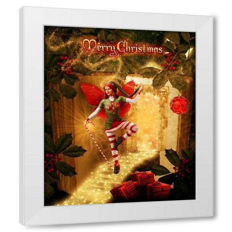 Christmas joy White Modern Wood Framed Art Print by Babette