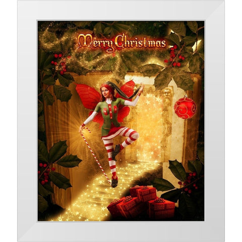 Christmas joy White Modern Wood Framed Art Print by Babette