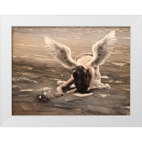 Snowdrops White Modern Wood Framed Art Print by Babette