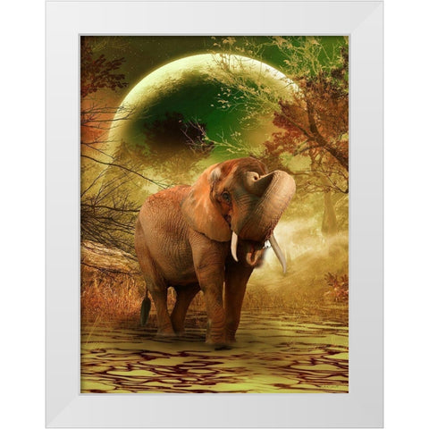 The Elephant Ricardo 2 White Modern Wood Framed Art Print by Babette