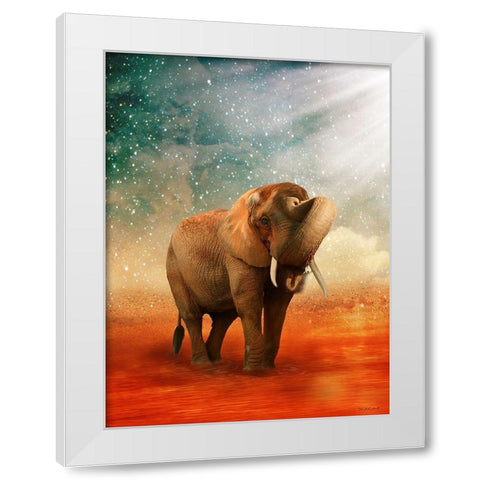 The Elephant Ricardo 5 White Modern Wood Framed Art Print by Babette