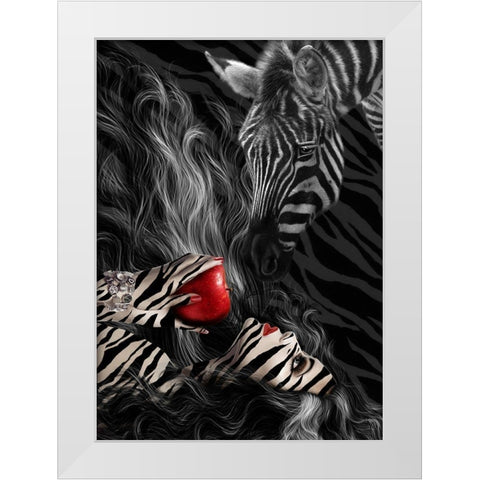 Zebra Time White Modern Wood Framed Art Print by Babette
