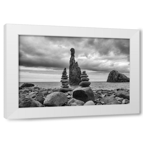 Stones White Modern Wood Framed Art Print by Carlier, Dick