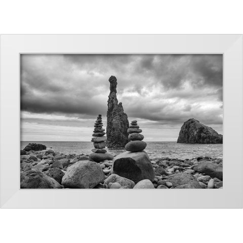 Stones White Modern Wood Framed Art Print by Carlier, Dick