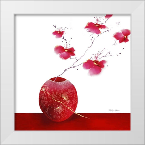 Laquer Red II White Modern Wood Framed Art Print by Robertson, Marilyn