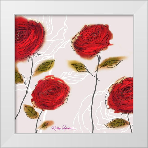Coming Up Roses White Modern Wood Framed Art Print by Robertson, Marilyn