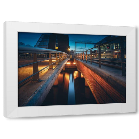 Trainstation White Modern Wood Framed Art Print by van Gog, Henk