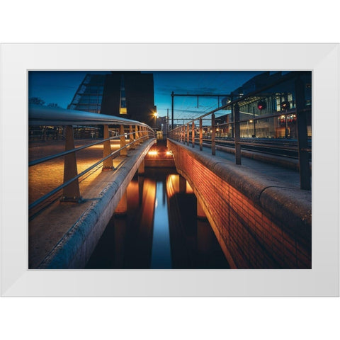 Trainstation White Modern Wood Framed Art Print by van Gog, Henk