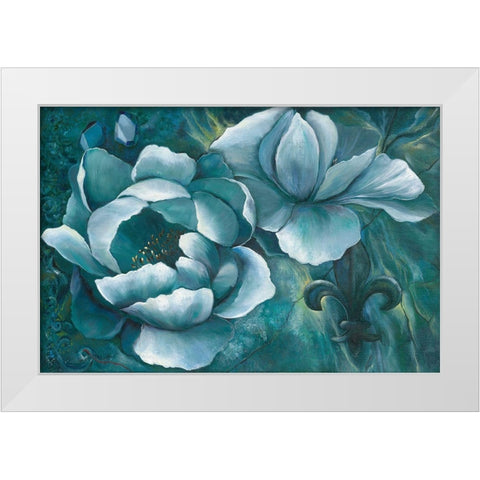 Blue Blooming White Modern Wood Framed Art Print by Withaar, Rian