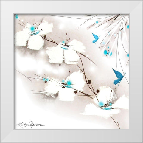 Turquoise And Blue White Modern Wood Framed Art Print by Robertson, Marilyn