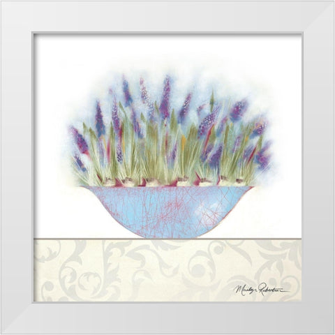 Grape Hyacinth White Modern Wood Framed Art Print by Robertson, Marilyn