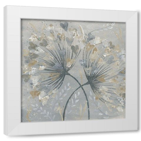 Flower Hearts White Modern Wood Framed Art Print by Lake, Kaye