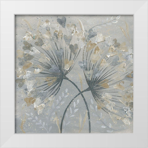 Flower Hearts White Modern Wood Framed Art Print by Lake, Kaye